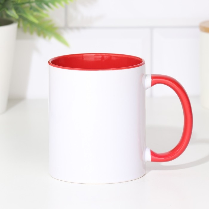 Кружка под сублимацию и нанесение керамика белая, внутри красная стандарт 320мл Кружка под сублимацию и нанесение керамика белая, внутри красная стандарт 320мл