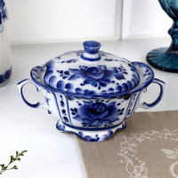 Сахарница &laquo;Иринка&raquo;, 16х13х10 см, гжель