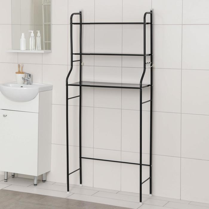 Стеллаж над стиральной машинкой, 65&times;25&times;152 см, цвет чёрный