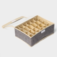 Органайзер для хранения белья с прозрачной крышкой Доляна &laquo;Тео&raquo;, 24 ячеек, 32&times;23&times;12 см, цвет серый