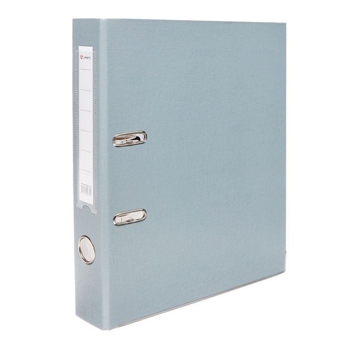 Папка-регистратор А4, 50 мм, Calligrata, ПВХ, тиснение "лен", металлическая окантовка, карман на корешок, собранная, серая, микс