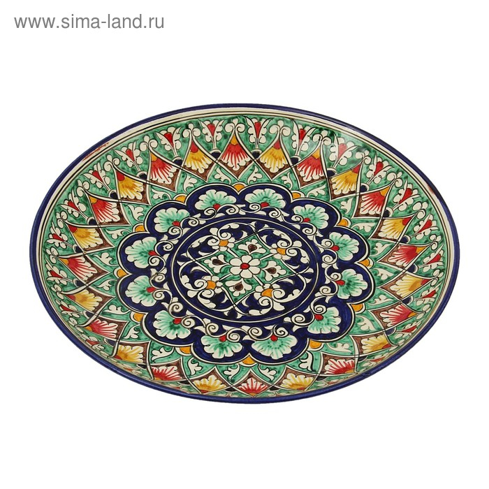 Ляган Риштанская Керамика Ляган Риштанская Керамика "Узоры", 28 см, синий