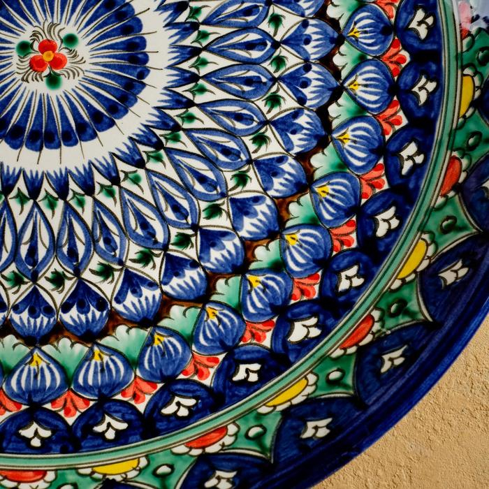 Ляган Риштанская Керамика Ляган Риштанская Керамика "Узоры", 37 см, синий микс