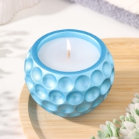 Свеча "Шар в точку" в подсвечнике из гипса, 8х6см, голубой Свеча "Шар в точку" в подсвечнике из гипса, 8х6см, голубой