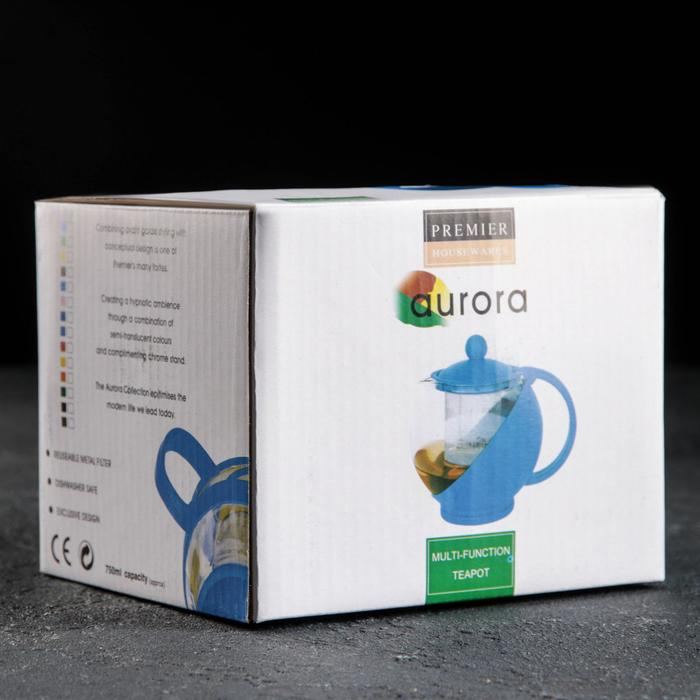 Чайник стеклянный заварочный &laquo;Флора&raquo;, 700 мл, с металлическим ситом, цвет МИКС