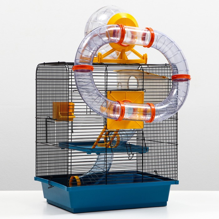 Клетка для грызунов трехярусная с лабиринтом и колесом, 39 x 29 х 64 см, микс цветов Клетка для грызунов трехярусная с лабиринтом и колесом, 39 x 29 х 64 см, микс цветов