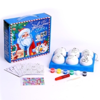 Ёлочные шары под раскраску на новый год &laquo;Новогодние чудеса&raquo;, 6 шт, краски, новогодний набор для творчества