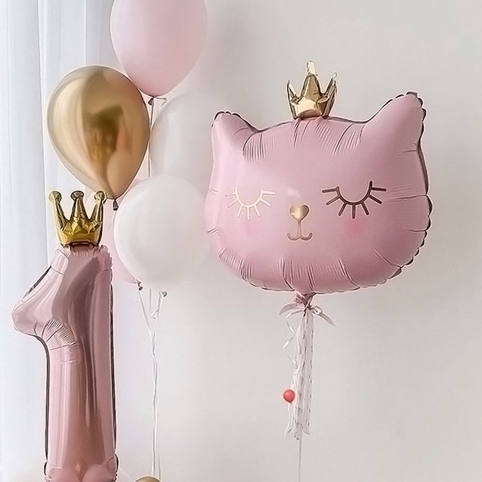 Шар фольгированный 32" &laquo;Кошечка-королева розовая&raquo;, фигура