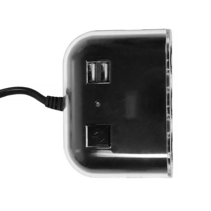 Разветвитель прикуривателя TORSO, 12-24 В, USB 2А, провод 50 см, подсветка