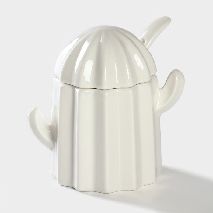 Набор фарфоровый для специй на подставке из бамбука BellaTenero &laquo;Кактусы&raquo;, 12&times;12,5&times;10 см, цвет белый