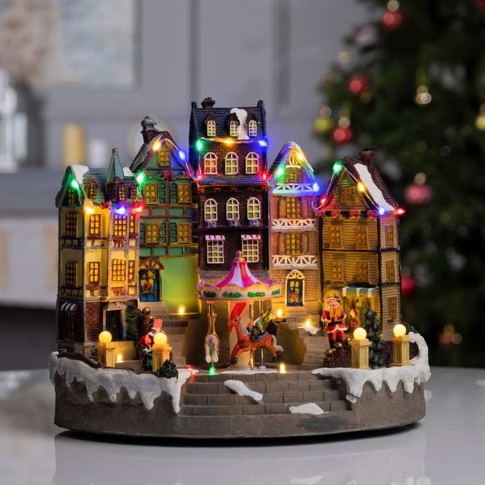 Светодиодная фигура &laquo;Новогодняя площадь&raquo; 40 &times; 21 &times; 22 см, полистоун, батарейки ААх3 (не в комплекте), USB, свечение мульти