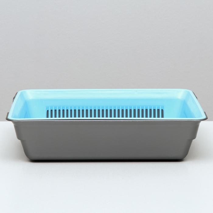 Туалет глубокий с сеткой 36 х 25 х 9 см, голубой/серый