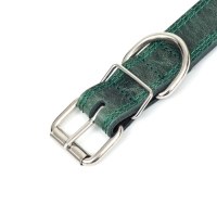 Ошейник кожанный двухслойный 3 см, ОШ 35-47 см, изумрудный Ошейник кожанный двухслойный 3 см, ОШ 35-47 см, изумрудный