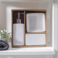 Набор аксессуаров для ванной комнаты &laquo;Лодж&raquo;, 3 предмета (мыльница, дозатор для мыла 350 мл, стакан), цвет белый