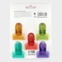 Набор зажимов для пакетов Доляна, 5,2&times;4 см, 5 шт, цвет МИКС