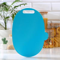 Набор разделочных досок, 4 шт, 30&times;22&times;7 см, размер 1 доски 29&times;19,5 см, овальные, с маркерами, на подставке