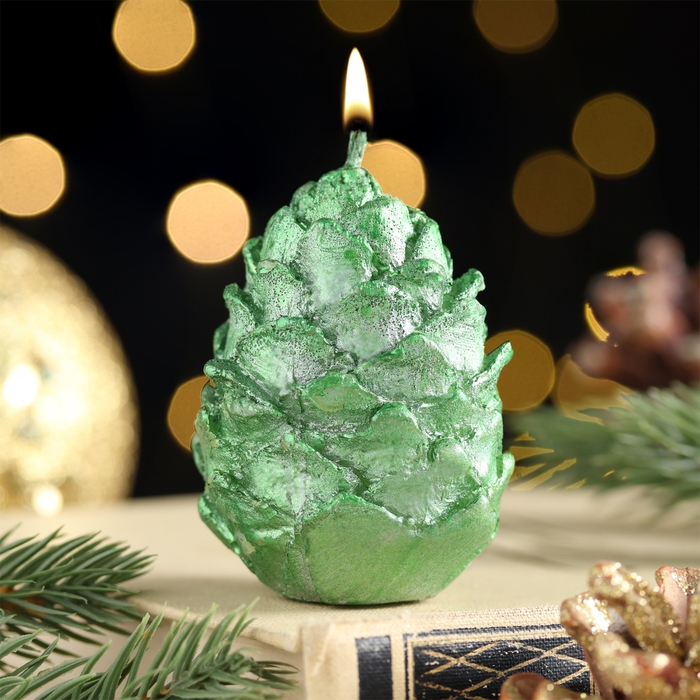 Свеча лакированная Свеча лакированная "Шишка", Зёлёная, 6 см