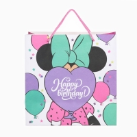 Пакет подарочный крафт "Happy Birthday" 22х22х11 см, Минни Маус