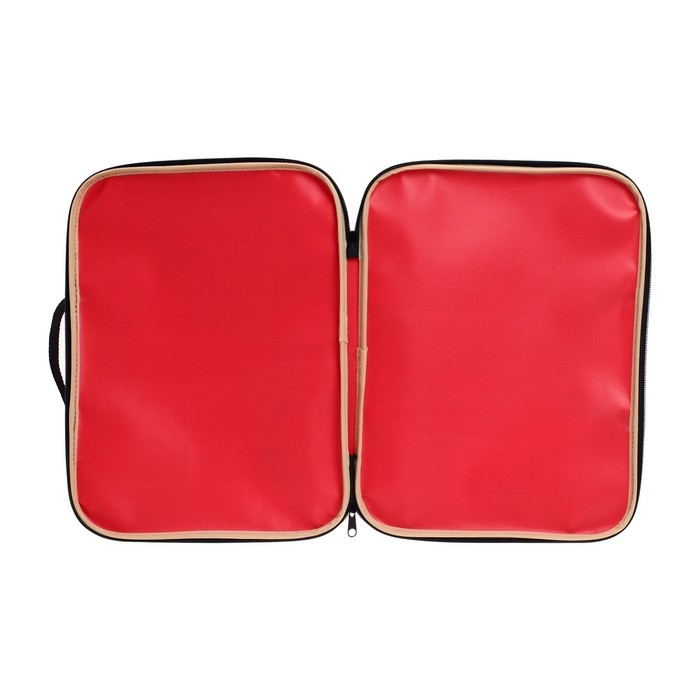 Папка с ручками текстильная А4, 350 х 270 х 20 мм, Calligrata Папка с ручками текстильная А4, 350 х 270 х 20 мм, Calligrata "Офис", нейлон 600D, двуцветный кант, красная (чёрные ручки и молния)