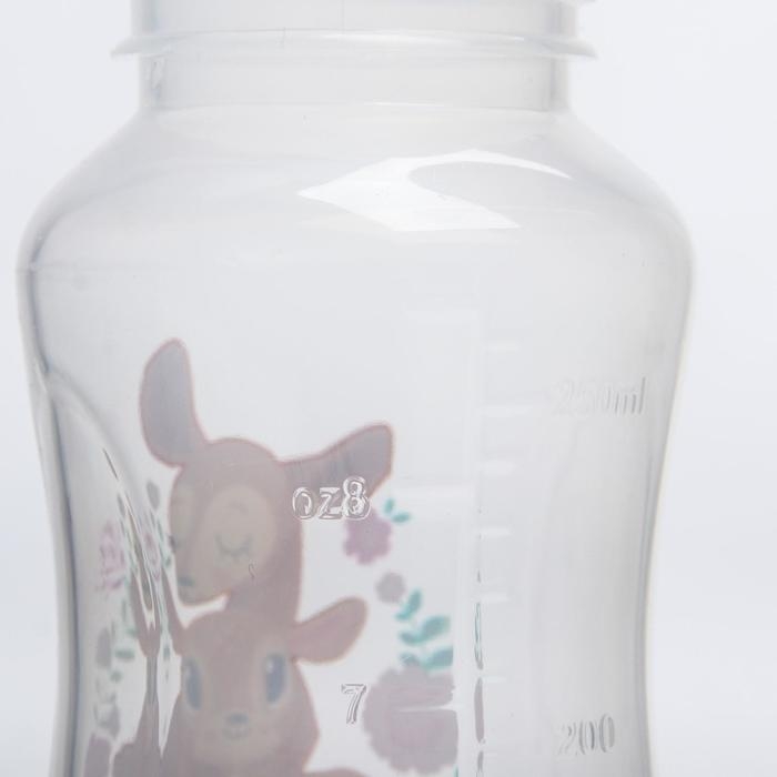 Бутылочка для кормления &laquo;Оленята: мамы и малыши&raquo;, классическое горло, 250 мл., от 0 мес., приталенная, с ручками