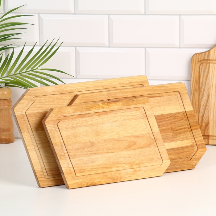 Набор досок разделочных Набор досок разделочных "Ромб" в кассете (36х22х1,8;32х20х1,8;28х18х1,8) см