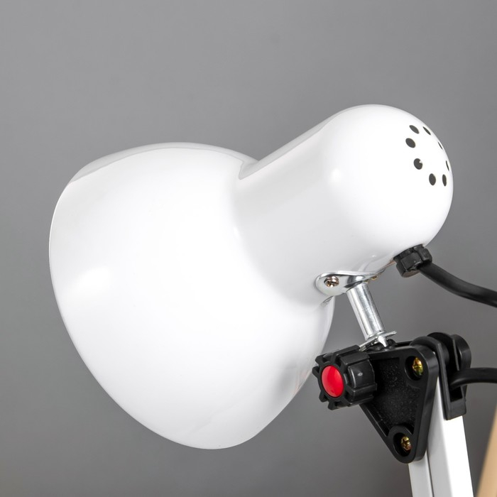 Лампа настольная Е27, h=55 см, шарнирная, на зажиме (220В) белая RISALUX