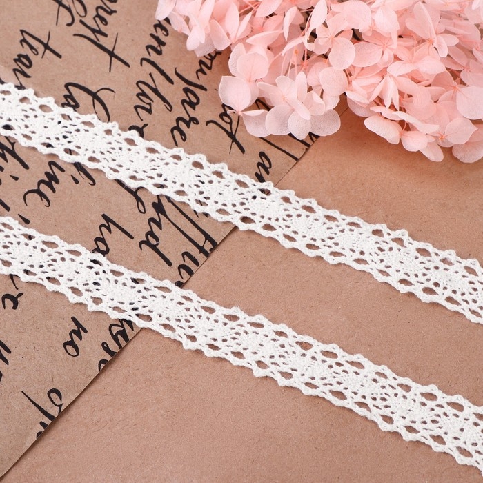 Кружево вязаное, 15 мм &times; 10 &plusmn; 1 м, цвет белый