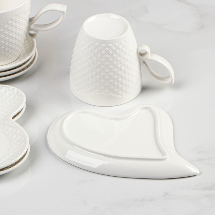 Сервиз чайный керамический &laquo;Эстет&raquo;, 12 предметов: 6 чашек 200 мл, 6 блюдец 14&times;11,5 см