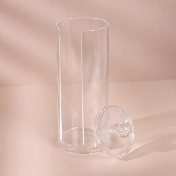 Органайзер для ватных дисков, с крышкой, d = 7 &times; 20 см, в картонной коробке, цвет прозрачный