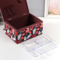 Шкатулка для рукоделия "Пуансеттия на чёрном" 19х26х14,5 см Шкатулка для рукоделия "Пуансеттия на чёрном" 19х26х14,5 см