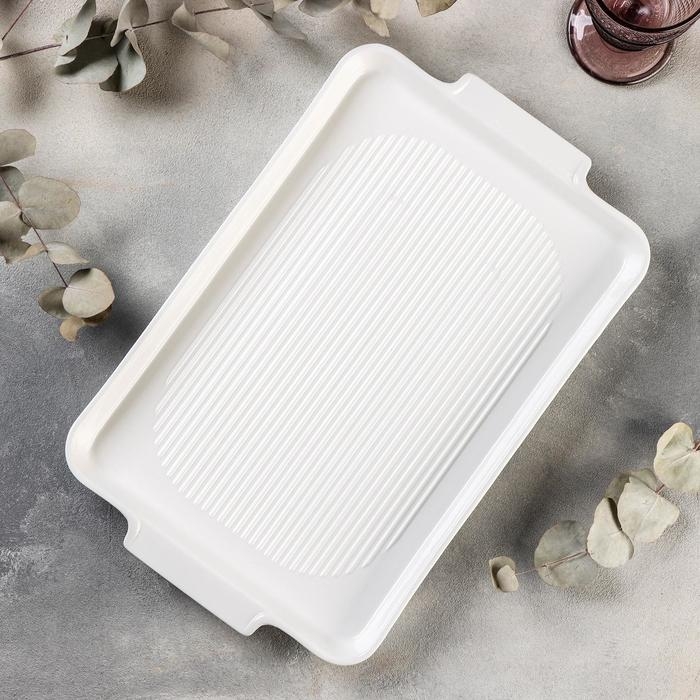 Блюдо фарфоровое для запекания Magistro &laquo;Бланш&raquo;, 40,5&times;25,5 см, цвет белый