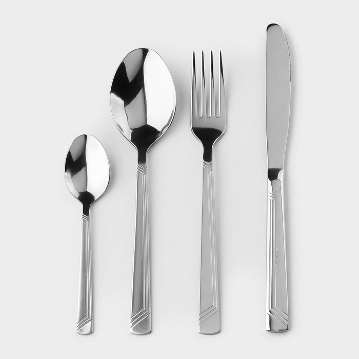 Набор столовый «Аппетит», 24 предмета, толщина 2 мм, картонная коробка, цвет серебряный Набор столовый «Аппетит», 24 предмета, толщина 2 мм, картонная коробка, цвет серебряный