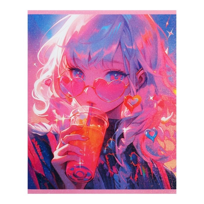 Тетрадь 48 листов в клетку Calligrata TOP Тетрадь 48 листов в клетку Calligrata TOP "В розовых очках", обложка мелованный картон, голография, блок офсет, белизна 95%, МИКС