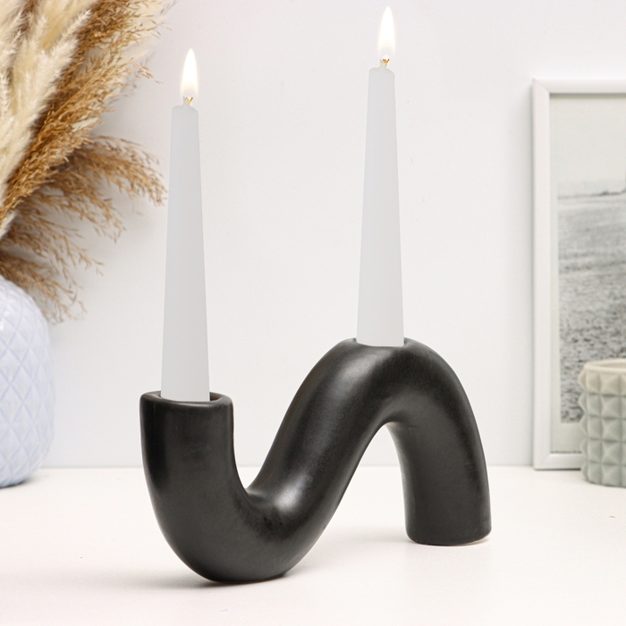 Подсвечник Подсвечник "Жасмин" черный глянец, 20х4х10см