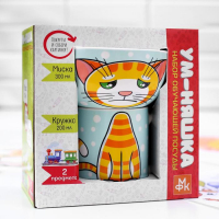 Набор детской посуды из керамики &laquo;Рыжий кот&raquo;, 2 предмета: кружка 200 мл, миска 300 мл