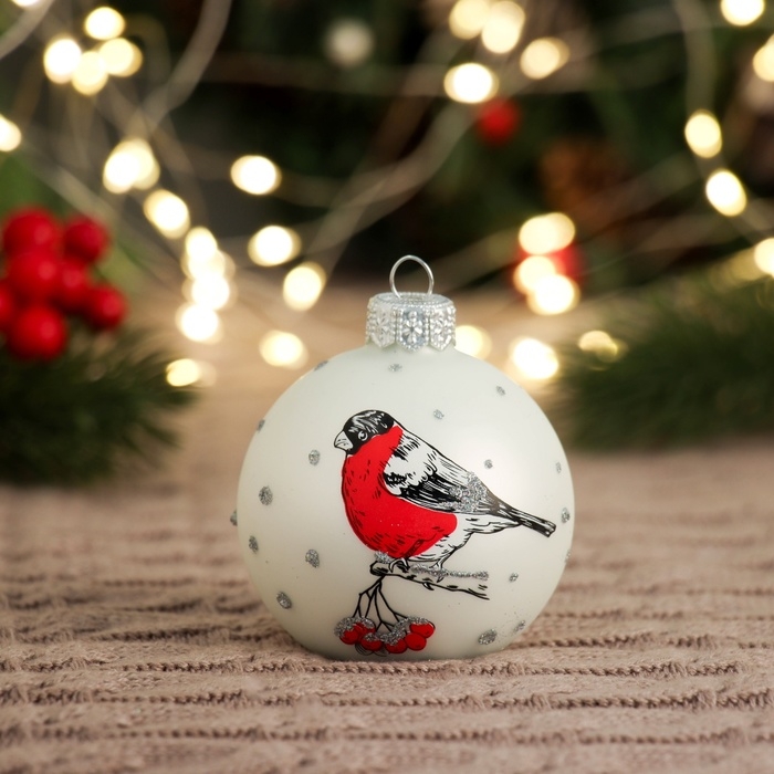 Шар Шар "Веселый снегирь 3", 65 мм., в подарочной упаковке