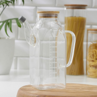 Кувшин для воды стеклянный мерный с бамбуковой крышкой &laquo;Эко&raquo;, 1 л, 9&times;22,5 см