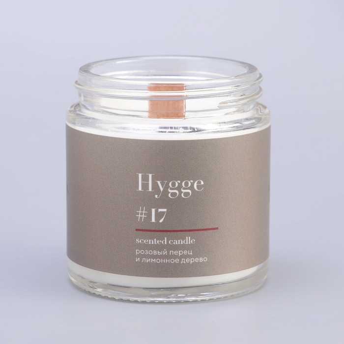 Свеча ароматическая Свеча ароматическая "Hygge" #17 Розовый перец и лимонное дерево, соевый воск, в банке, 90 г