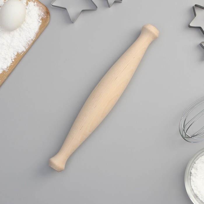 Скалка с ручками Доляна, 30&times;4.3 см, берёза