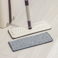 Швабра с отжимом и ведро: ведро с отсеками для полоскания и отжима 10 л, швабра плоская, запасная насадка из микрофибры