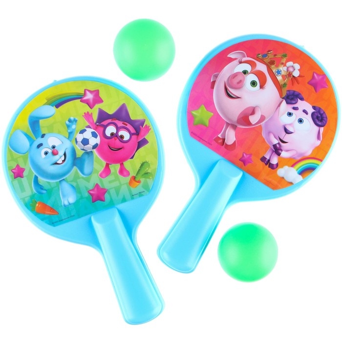 Набор игровой, ракетки 8&times;12 см и два мячика, Смешарики