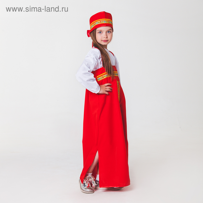 Карнавальный костюм для девочки «Русский народный», сарафан, рубашка, кокошник, 6-7 лет, рост 122-128 см Карнавальный костюм для девочки «Русский народный», сарафан, рубашка, кокошник, 6-7 лет, рост 122-128 см