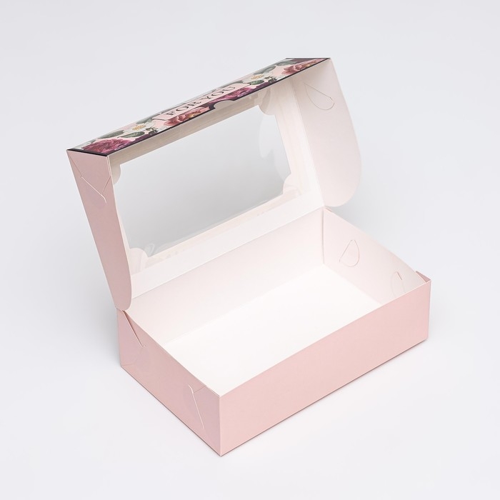 Коробка складная с окном под зефир Коробка складная с окном под зефир "FOR YOU", 25 х 15 х 7 см