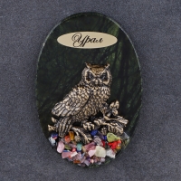 Магнит "Сова на ветке", змеевик Магнит "Сова на ветке", змеевик