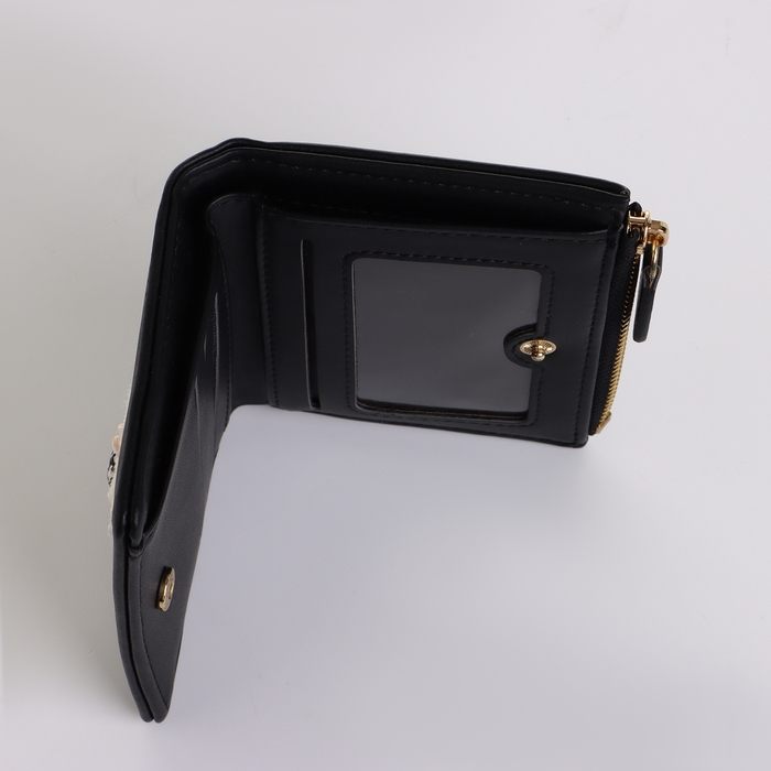 Кошелёк женский на кнопке, цвет чёрный Кошелёк женский на кнопке, цвет чёрный