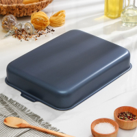 Противень прямоугольный, 27&times;35 см, h=6,3 см, с крышкой, антипригарное покрытие, цвет синий