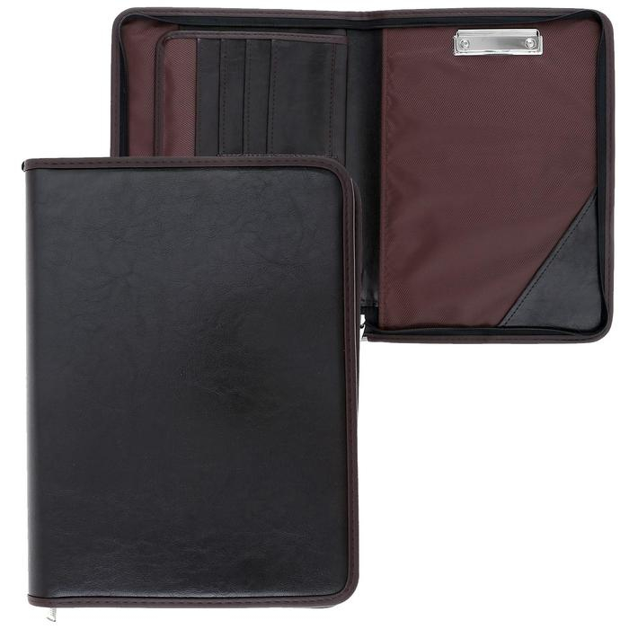 Пaпка деловая, искусственная кожа, для бумаг, 360 х 260 х 30 мм, с металлическим прижимом, 6Д07 Пaпка деловая, искусственная кожа, для бумаг, 360 х 260 х 30 мм, с металлическим прижимом, 6Д07 "Люкс", коричневая