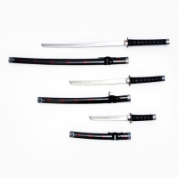 Сув. изделие катаны 3в1 на подставке, ножны дерево, черные с дымкой бордо глянец 51/77/100см