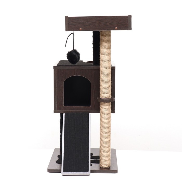 Комплекс для кошек с когтеточкой, с домиком, 58 х 54 х 87см, ЛДСП, цвет венге Комплекс для кошек с когтеточкой, с домиком, 58 х 54 х 87см, ЛДСП, цвет венге