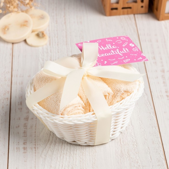 Набор махровых декор. салфеток Этель Набор махровых декор. салфеток Этель "Весеннее настроение"30х30см-3шт, цв.молочный